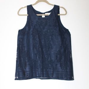 Navy Lace Max Studio sleeveless top